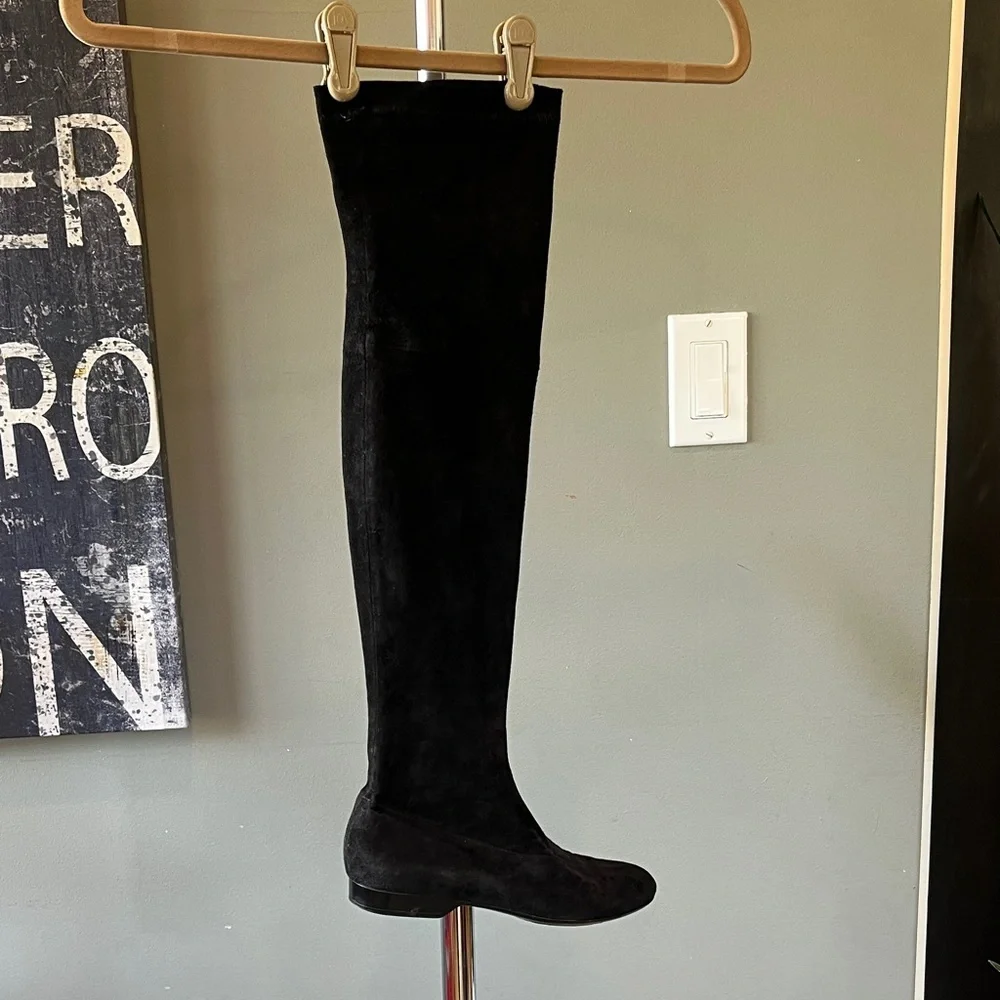 🥑Robert Clergerie Suede Over-The-Knee Boots Black 36 5.5